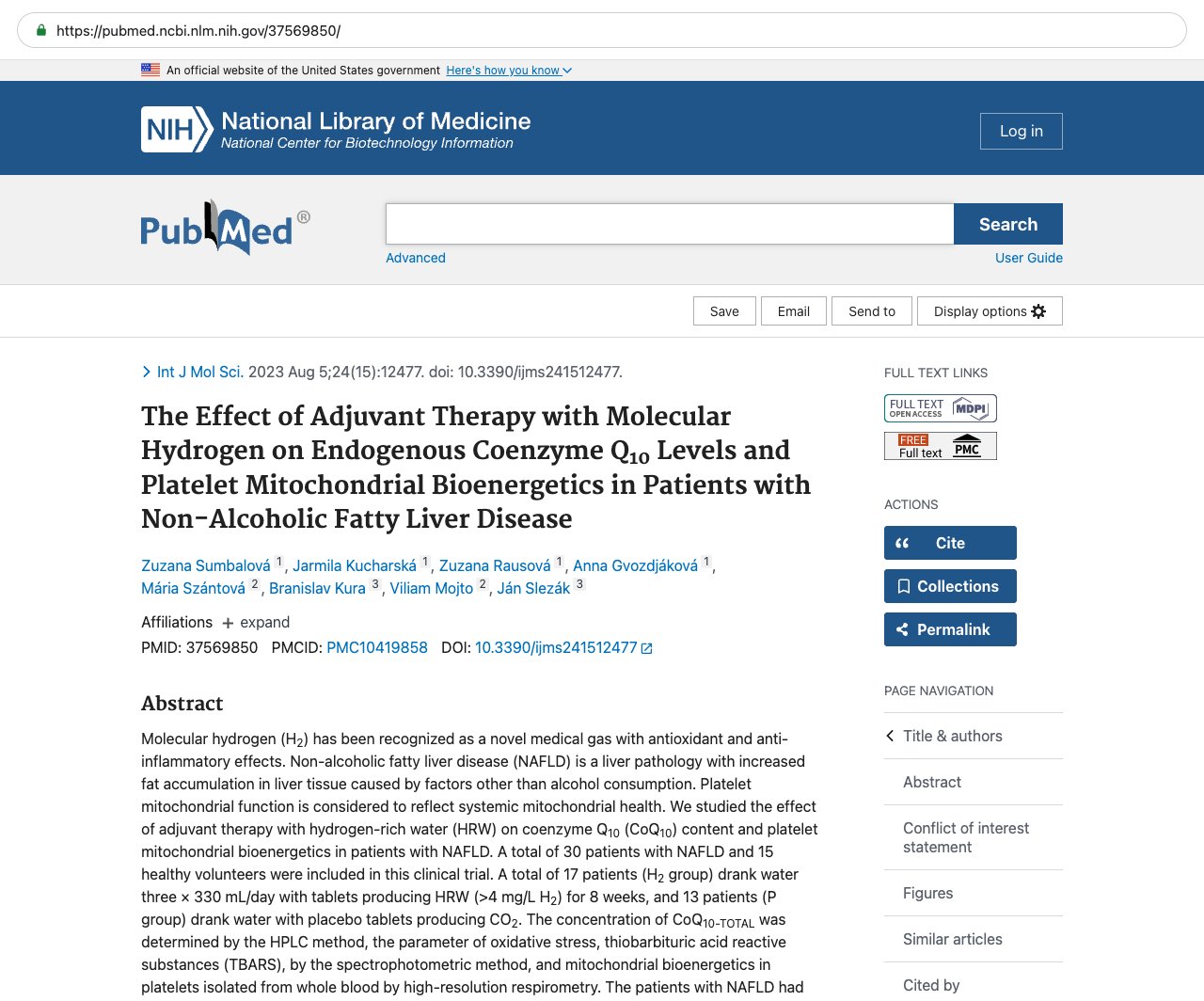 Screenshot — PubMed 37569850