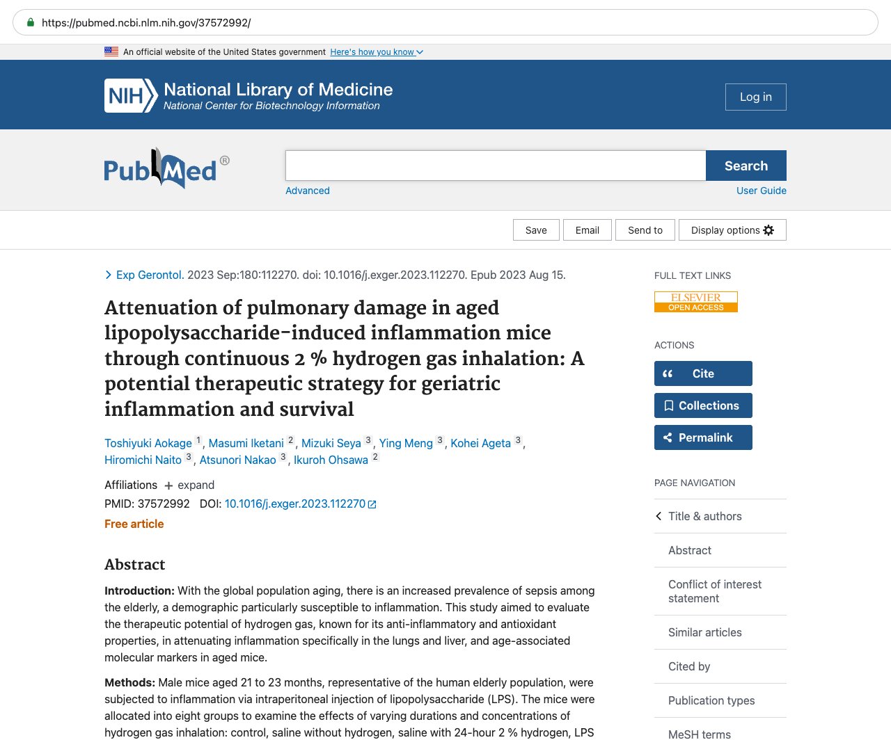 Screenshot — PubMed 37572992