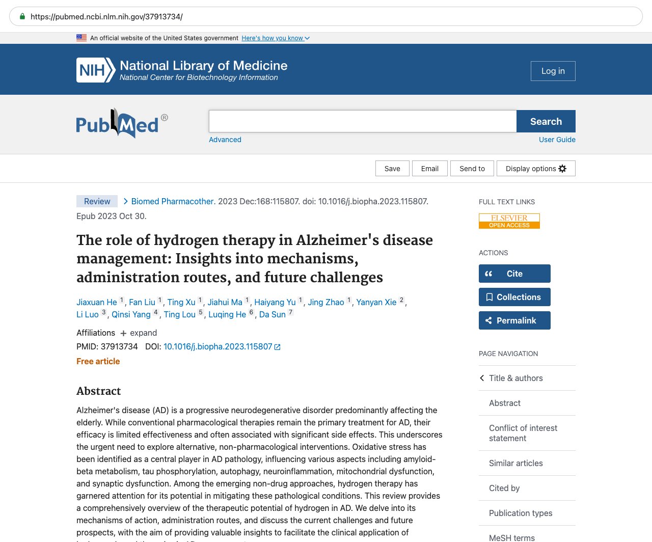 Screenshot — PubMed 37913734
