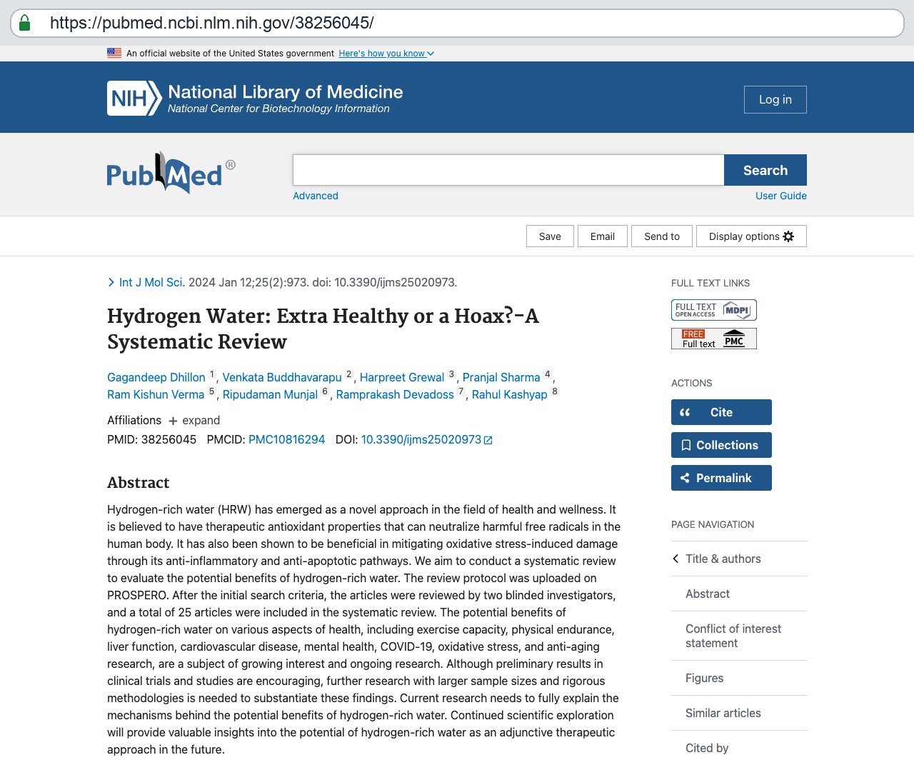 Screenshot — PubMed 38256045