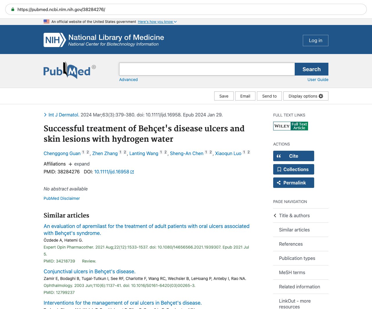 Screenshot — PubMed 38284276