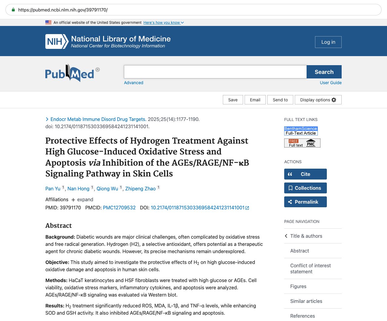 Screenshot — PubMed 39791170