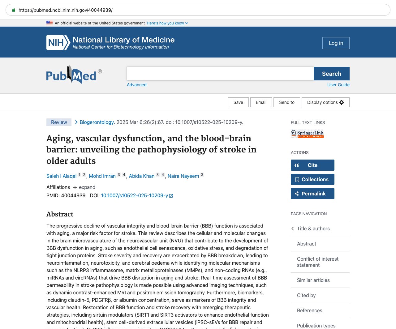 Screenshot — PubMed 40044939
