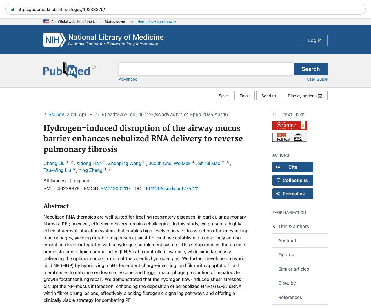 Screenshot — PubMed 40238879