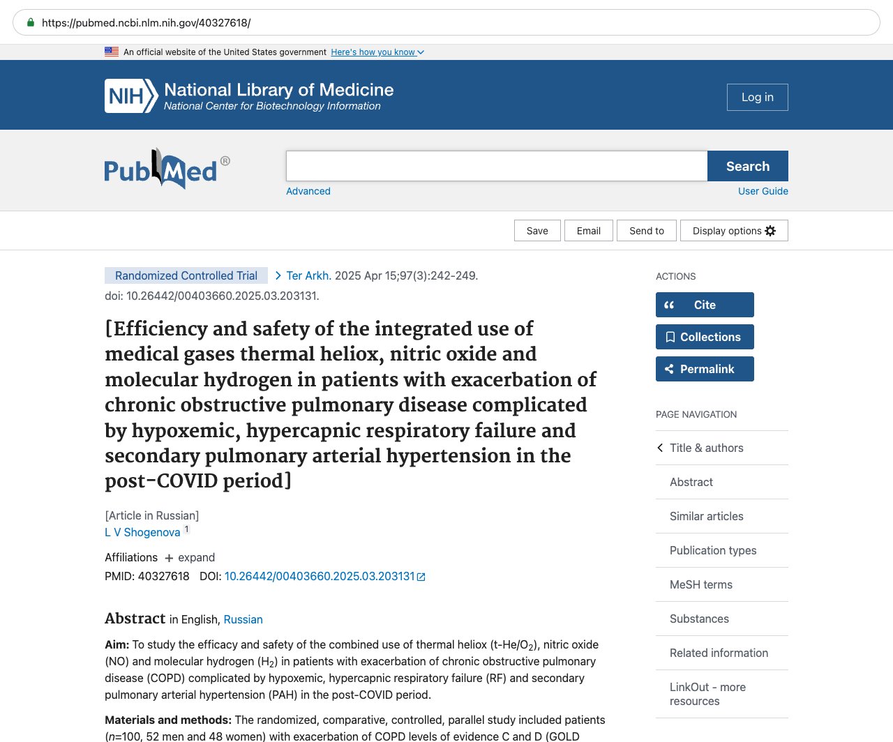 Screenshot — PubMed 40327618