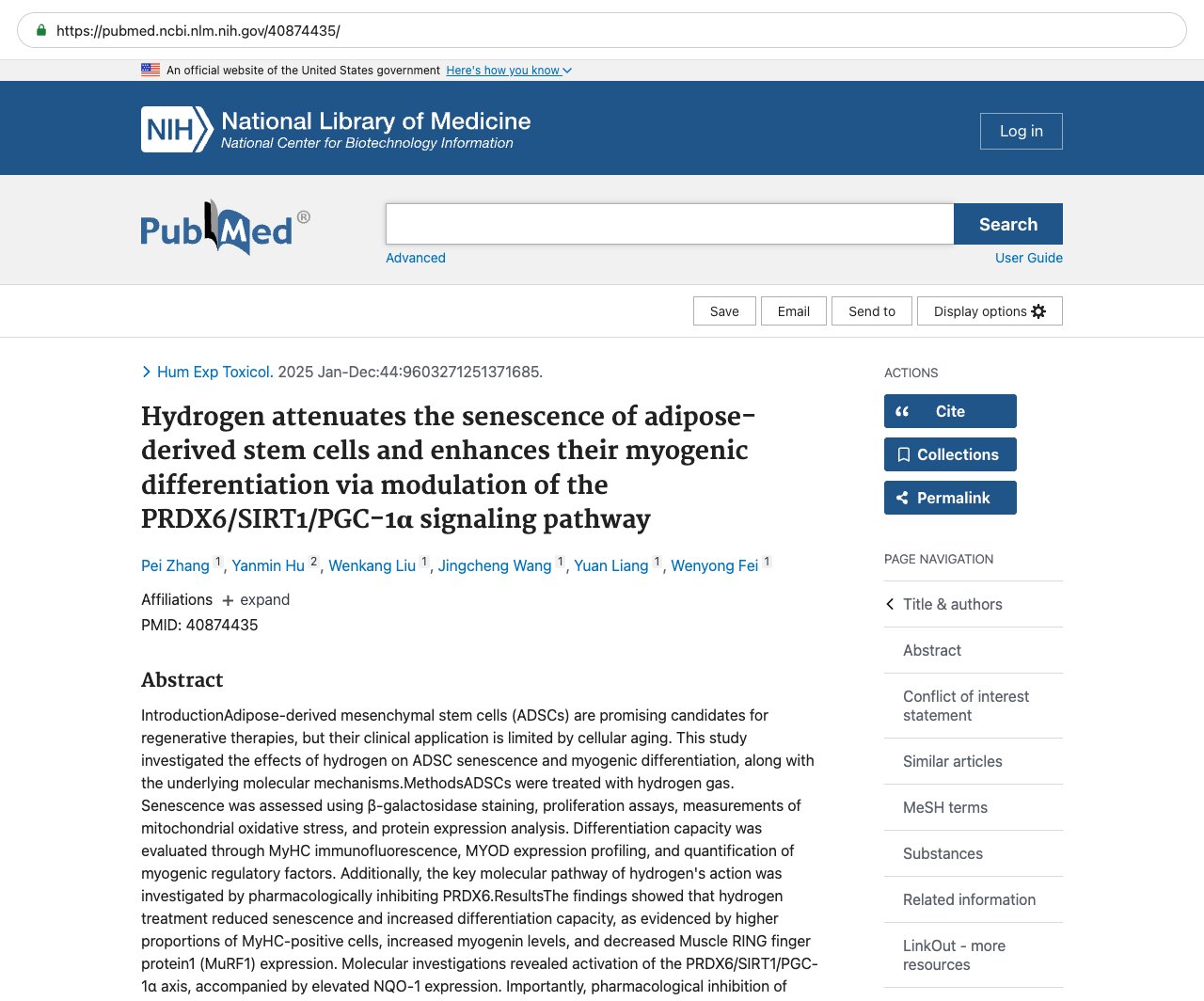 Screenshot — PubMed 40874435