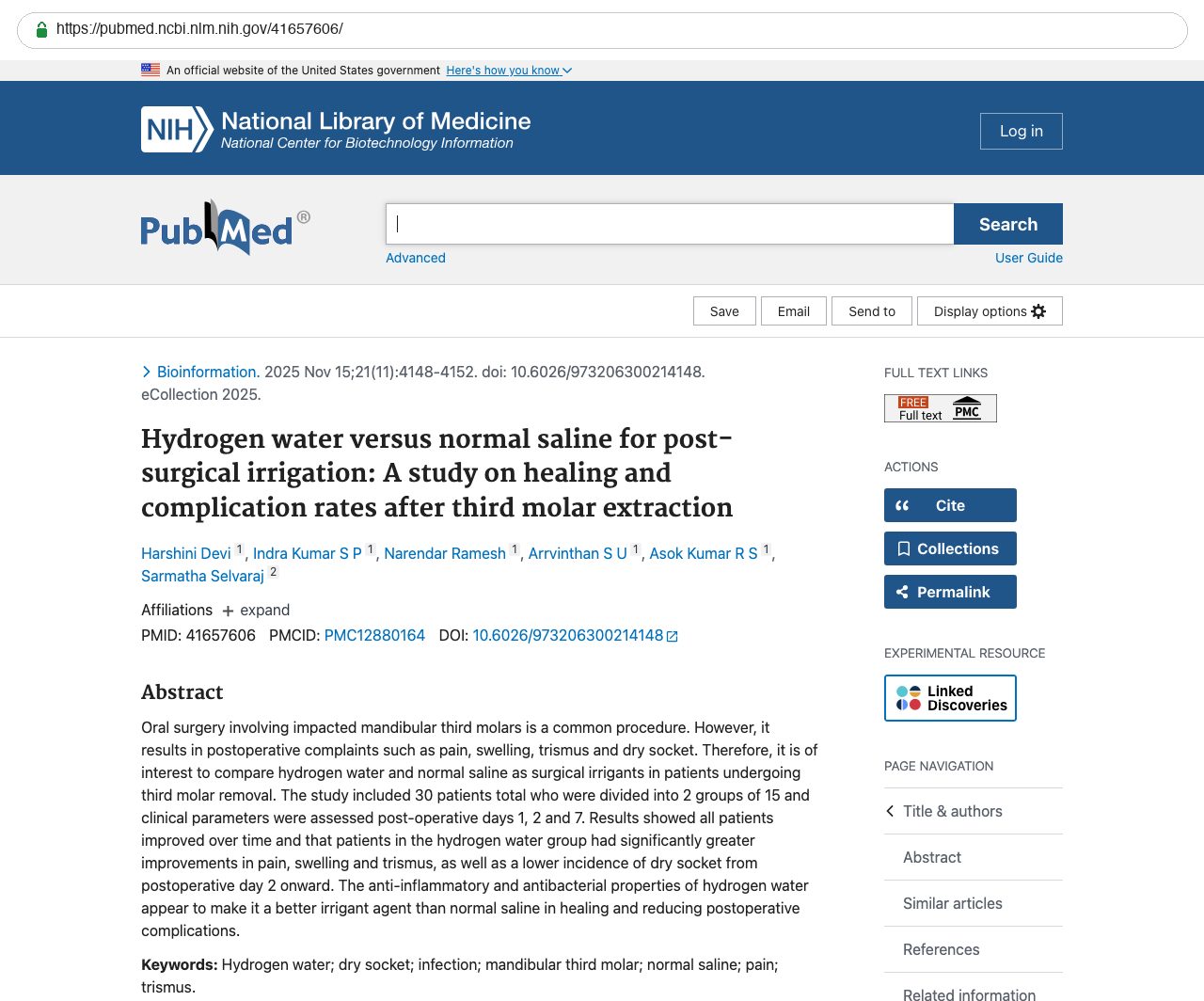 Screenshot — PubMed 41657606