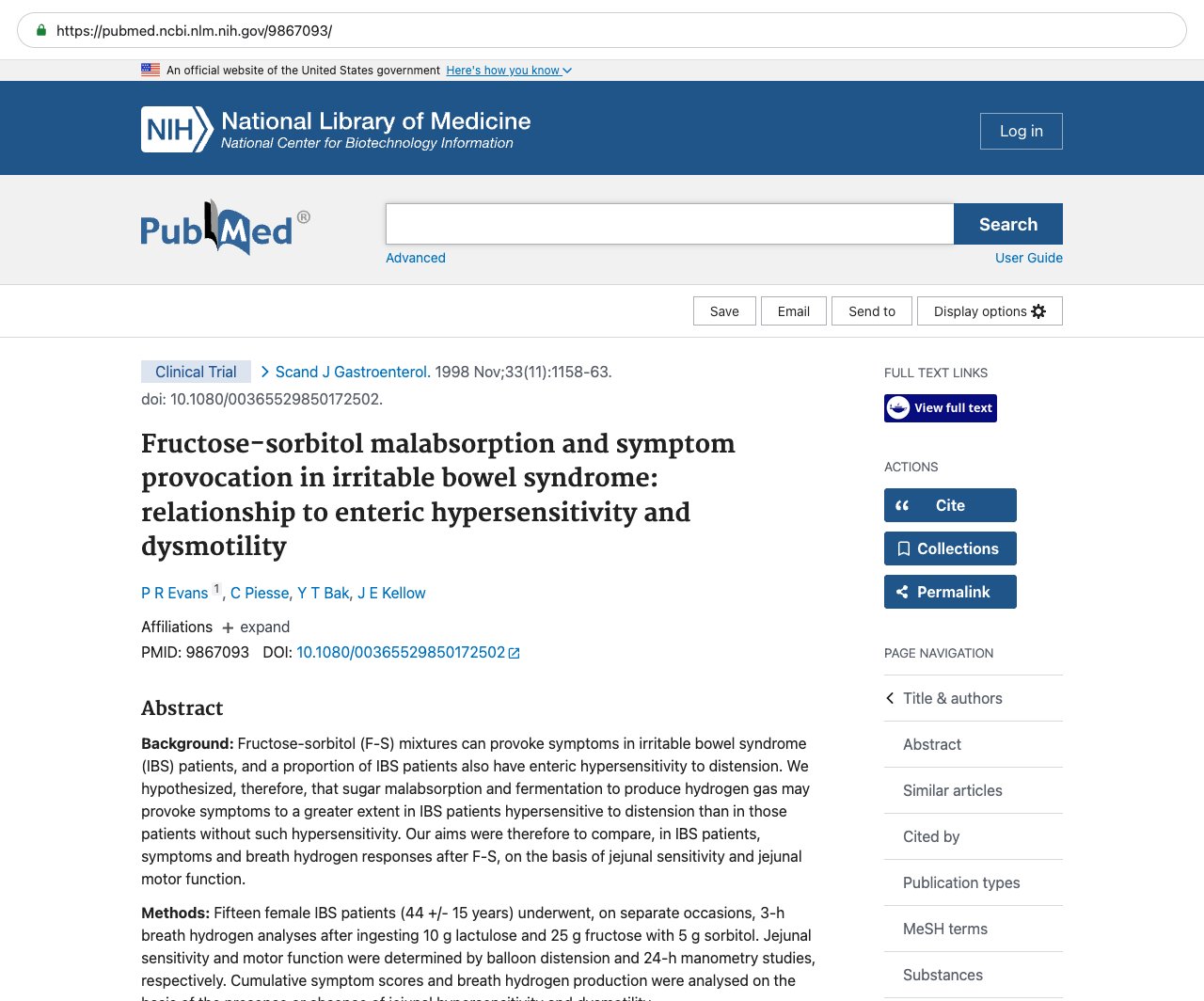 Screenshot — PubMed 9867093